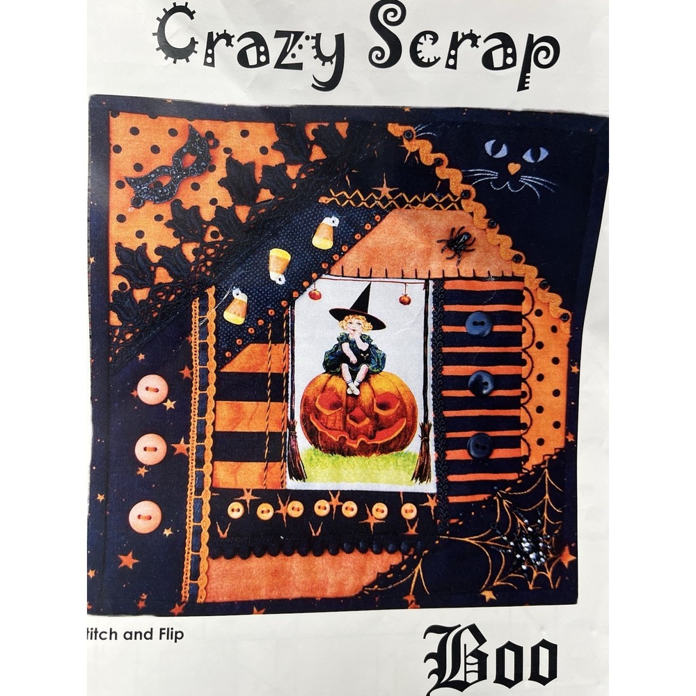 Soft Scrap Crazy Scrap Boo Quilt Tapestry Kit Halloween Kitsch Retro Decor